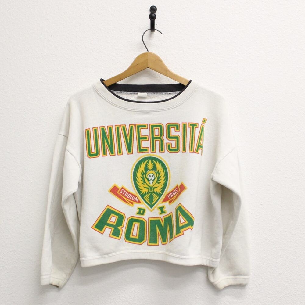 Vintage University of Rome Crop Top Sweatshirt Large